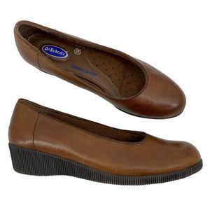 Dr Scholls Slip On Ballet Wedge Shoes Womens 7.5 M Casual Leather Brown 2321